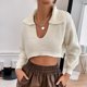 thumbnail image 5 of Gibobby Sueter para mujer invierno Suéter de cuello con ombligo en la espalda corta y larga en la de la estación de comercio exterior de otoño e invierno(Blanco,M), 5 of 5