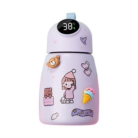 

Jocestyle Portable Thermos Mug LED Display Thermos Mug for Children Gift (Purple)