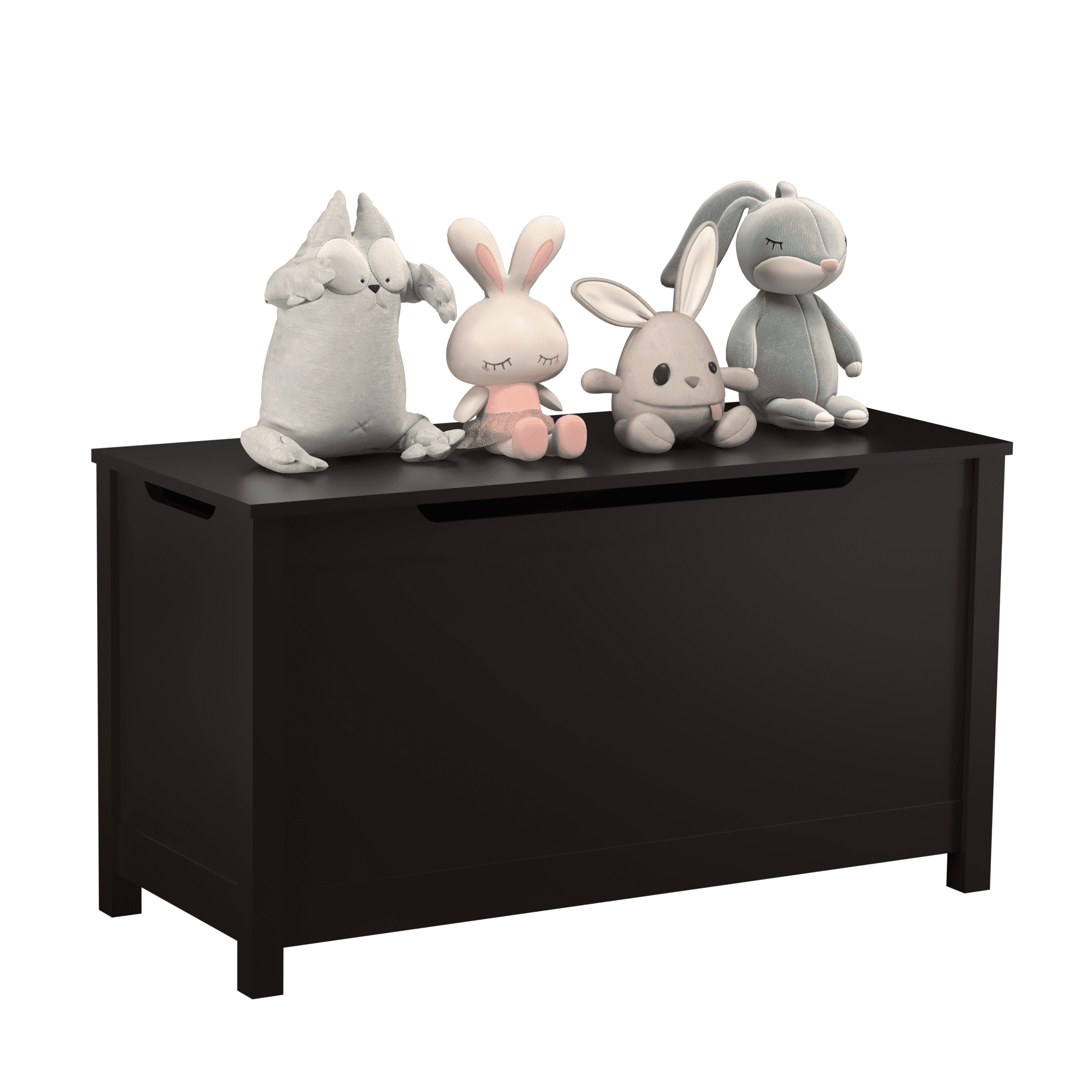 Kids Wooden Toy Box Storage with Safety Hinged Lid - Suitable for Ages 2 and Up-Brown