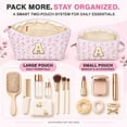 thumbnail image 4 of DAKIMOE 2PCS Makeup Bag Travel Toiletry Bag Cosmetic Bags Organizer Personalized Initial for Birthday Christmas Girl Women Girlfriend Teacher Valentines Day Gifts, 4 of 10