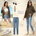 thumbnail image 6 of VDJ Button Down Shirts for Women Dressy Casual Solid Color Long Sleeve Collared Blouse Office Work Tops with Pockets Size M, 6 of 9