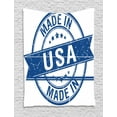 thumbnail image 1 of Vintage Blue Tapestry, Old Style Scratched Looking Stamp Design with USA Quote and Stars, Wall Hanging for Bedroom Living Room Dorm Decor, 60W X 80L Inches, Dark Blue and White, by Ambesonne, 1 of 2