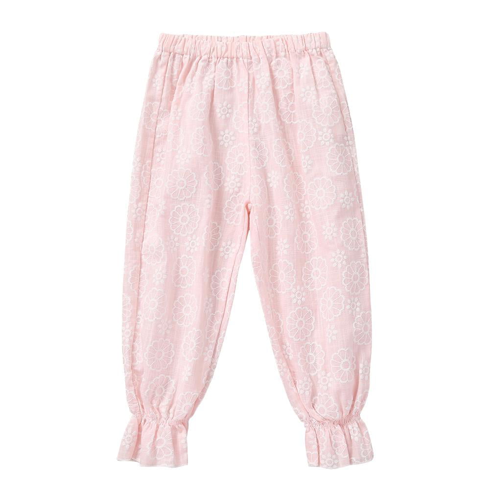 Toddler Baby Summer Casual Pants Floral Elastic Anti-Mosquito Sweatpants for Girls and Boys 1-5 Years