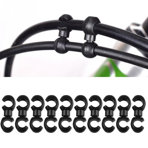 10 Uds. Cable de engranaje de freno de bicicleta Clips de estilo S gancho de línea de guía de manguera (negro)