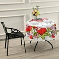thumbnail image 7 of SKYSONIC Valentine Gnome Red Heart Round Tablecloth 60inch Indoor Wrinkle Free, Spring Floral Circular Lace Table Cover Washable for Kitchen Dining Decor, 7 of 7