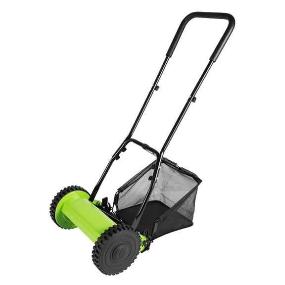 18-Inch Manual Lawn Mower 5-Blade Push Reel Lawn Mower with Grass Catcher Green