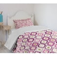 thumbnail image 4 of Ambesonne Geometric Quilted Bedspread Set 2 Pcs, Doodle Style Leaf, Twin Size, Purple Pink Olive Green, 4 of 6