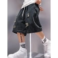 thumbnail image 6 of EMMIOL Men's Y2K Vintage Denim Shorts Ripped Distressed Elastic Waist Loose Fit Jean Shorts Summer Streetwear, 6 of 6