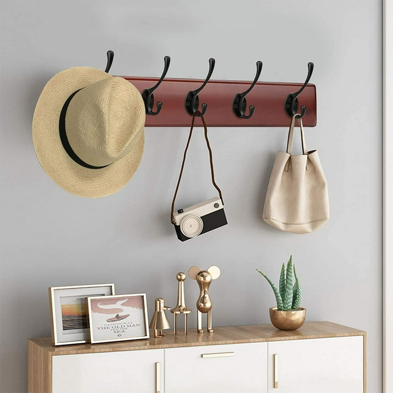 Heavy Duty Decorative Dual Coat Hook/Hat Hook - Wall Mounted,Double Coat  Hanger, 10 Pack,Black 