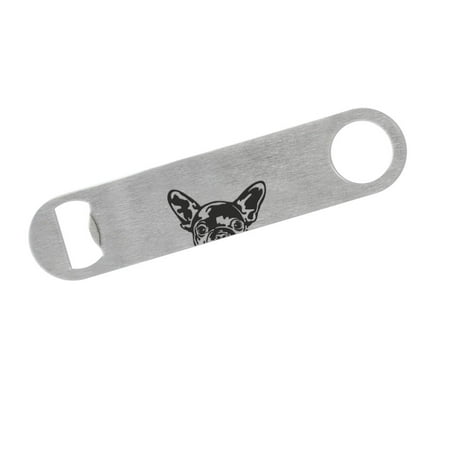 

WIRESTER Double Side Engraved Prints Bottle Opener Stainless Steel Beer Soda Can Opener - Animal French Bulldog Puppy Dog Black
