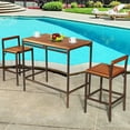thumbnail image 4 of Costway 3 PCS Patio Rattan Wicker Bar wood Table Chair Outdoor, 4 of 10
