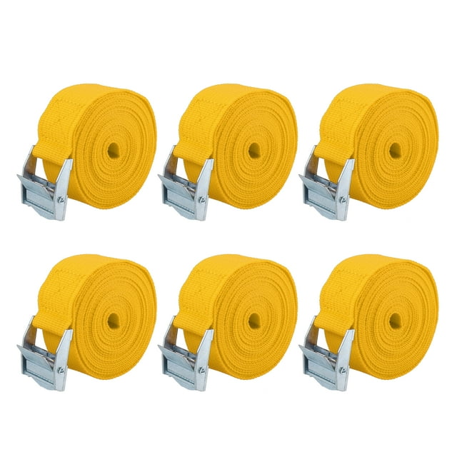 6 Piezas Carga Amarre Abajo Correas con Leva Bloqueo Hebilla Nylon para Coche Yellow 3m*2.5cm