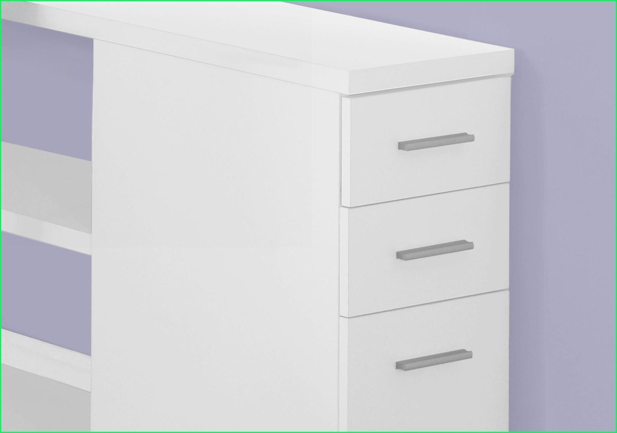 Desks, L-Shaped Corner Home Office Desk - Left/Right Setup, Storage Drawers, Modern White Laminate Grey Metal | White | Particle Board