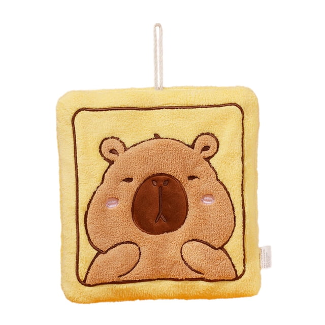 Toalla de mano colgante decorativa con lazo para colgar, toalla de limpieza cuadrada, pañuelo suave, paños para secar platos Amarillo