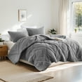 thumbnail image 5 of Regency Heights King/Cal King Quilted Plush Comforter Set, 3-Piece Reversible Feather-Soft Bedding Sets, Textured Sherpa Comforter Bed Set for All Season, Gray, 5 of 13