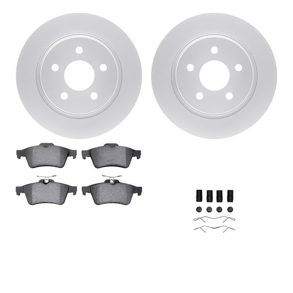 Dynamic Friction Company Rear Geospec Brake Rotors with 5000 Advanced Brake Pads includes Hardware 4512-99094