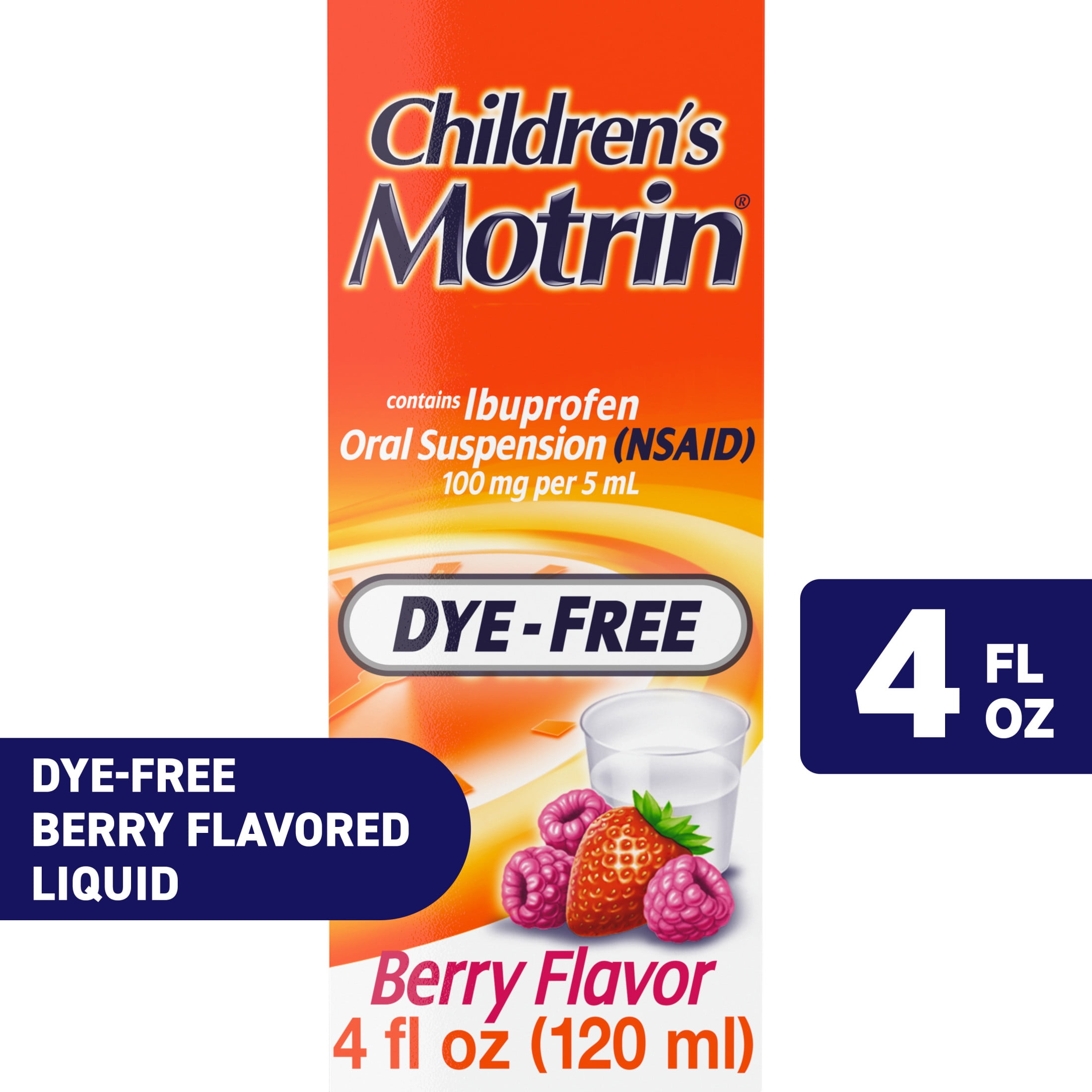 Children's Motrin + Children's Tylenol Pain & Fever Relief Dye-Free Liquid Bundle, 4 fl oz (2 Items)