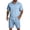 Light Blue, variant on CIENVNSTG Mens 2 Piece Outfits Summer Track Suits Short Sleeve Button Down Shirt And Elastic Drawstring Pocket Shorts Beach Mens Outfits