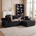 thumbnail image 6 of 96" L-Shape Modular Cloud Couch, 3-Seater Deep Seat Corduroy Sectional Sofa, Black, 6 of 8