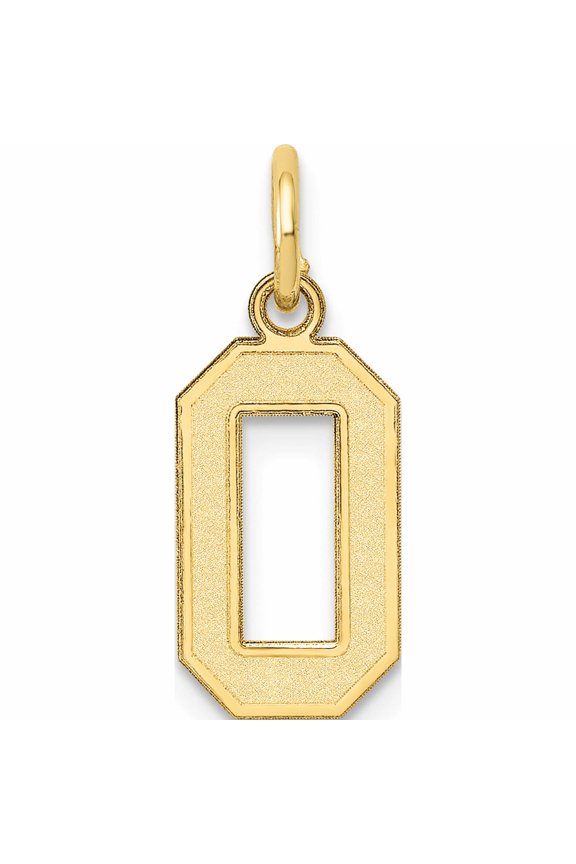 10K Yellow Gold Small Satin Number 0 Charm (18 X 7) Made In United States -Jewelry By Sweet Pea