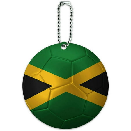 Soccer Football - Jamaica Flag Soccer Ball Futbol Football Round Luggage ID Tag Card for Suitcase or Carry-On