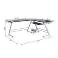 thumbnail image 3 of Modern L Shaped Desk, Corner Computer Desk Game Writing Workstation, Black & Silver, 3 of 8