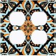 thumbnail image 3 of Metal Light Switch Plate Cover Blue Orange Mandala Flower Tile Pattern MDL041, 3 of 13