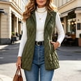 thumbnail image 4 of Yutgune Women's Long Quilted Vest Lapel Collar Sleeveless Jacket Casual Fall Outerwear, 4 of 6