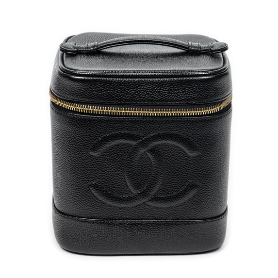 Pre-Owned Chanel Black Timeless Tall Vanity Case Handbag Caviar Leather