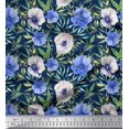 thumbnail image 1 of Soimoi Viscose Chiffon Fabric Leaves & Anemone Floral Printed Craft Fabric by the Yard 42 Inch Wide, 1 of 5