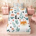 thumbnail image 4 of Manfei Cute Fox Twin Sheets 3pcs,Cartoon Flowers Bedding,1 Flat Sheet,1 Fitted Sheet and 1 Pillowcase, 4 of 6