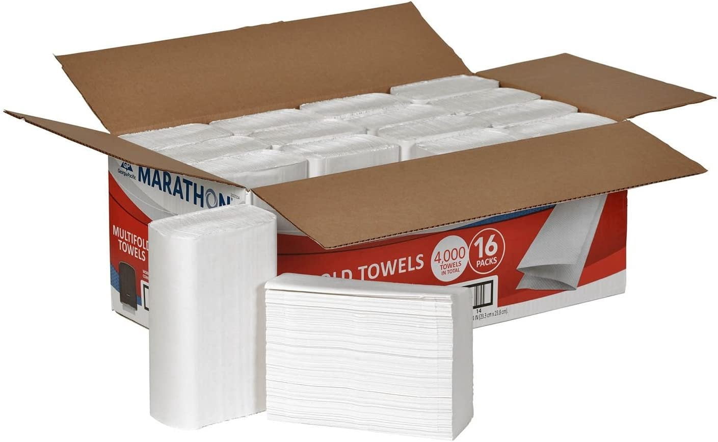 Marathon Multifold Paper Towels, 1-Ply, 9 1/5" x 9 2/5", White (4000 ct.)