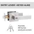 thumbnail image 2 of Straight Style Door Lever KeyedAlike Entry Function Door Handle Exterior Interior Entry Lock with Keys Matte Door Handleset, 2 of 6