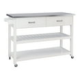 thumbnail image 3 of Clearance! Stainless Steel Table Top White Kicthen Cart With Two Drawers, 3 of 6