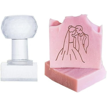 Wedding Characters Soap Stamps Soap Embossing Stamp with Handles Clear Acrylic Soap Chapter Imprint Stamp Transparent Stamp for Homemade Soap DIY Arts Crafts Making Projects for DIY