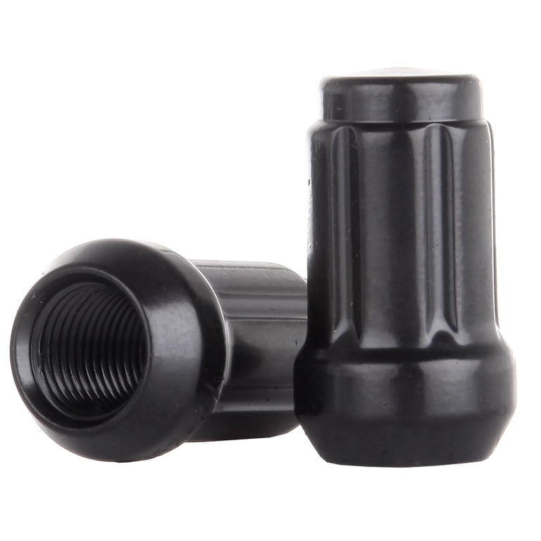 24-Piece Black Tuner Spline Wheel Lug Nuts For Ford - 14x1.5 Thread, 2" Tall, Includes Key