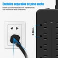 thumbnail image 3 of 12 en 1 Regleta Multicontacto Extension USB, con 8 Salidas CA y 4 Puertos USB (1 USB C), Enchufe/Conector Multiple, 1.5M Extension Electrica, para Dormitorio, Casa, Dorm, Oficina (Negro, 3 of 8