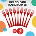thumbnail image 6 of Exquisite Plastic Disposable Forks - 50 Red Heavy-Duty Forks for Party, Dinner, BBQ (1 Pack), 6 of 10