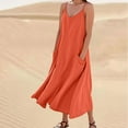 thumbnail image 2 of Diufon Linen Dresses for Women Summer Casual Loose Sleeveless Dress Solid Color Long Maxi Dress with Pockets, 2 of 6
