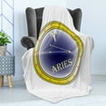 thumbnail image 4 of Zodiac Aries Soft Flannel Fleece Throw Blanket, Astrology Sign in a Circle with the Horoscope Constellation, Cozy Plush for Indoor and Outdoor Use, 50" x 70", Navy Blue Orange, by Ambesonne, 4 of 5