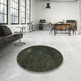 thumbnail image 4 of Ahgly Company Machine Washable Indoor Square Abstract Army Green Area Rugs, 3' Square, 4 of 7
