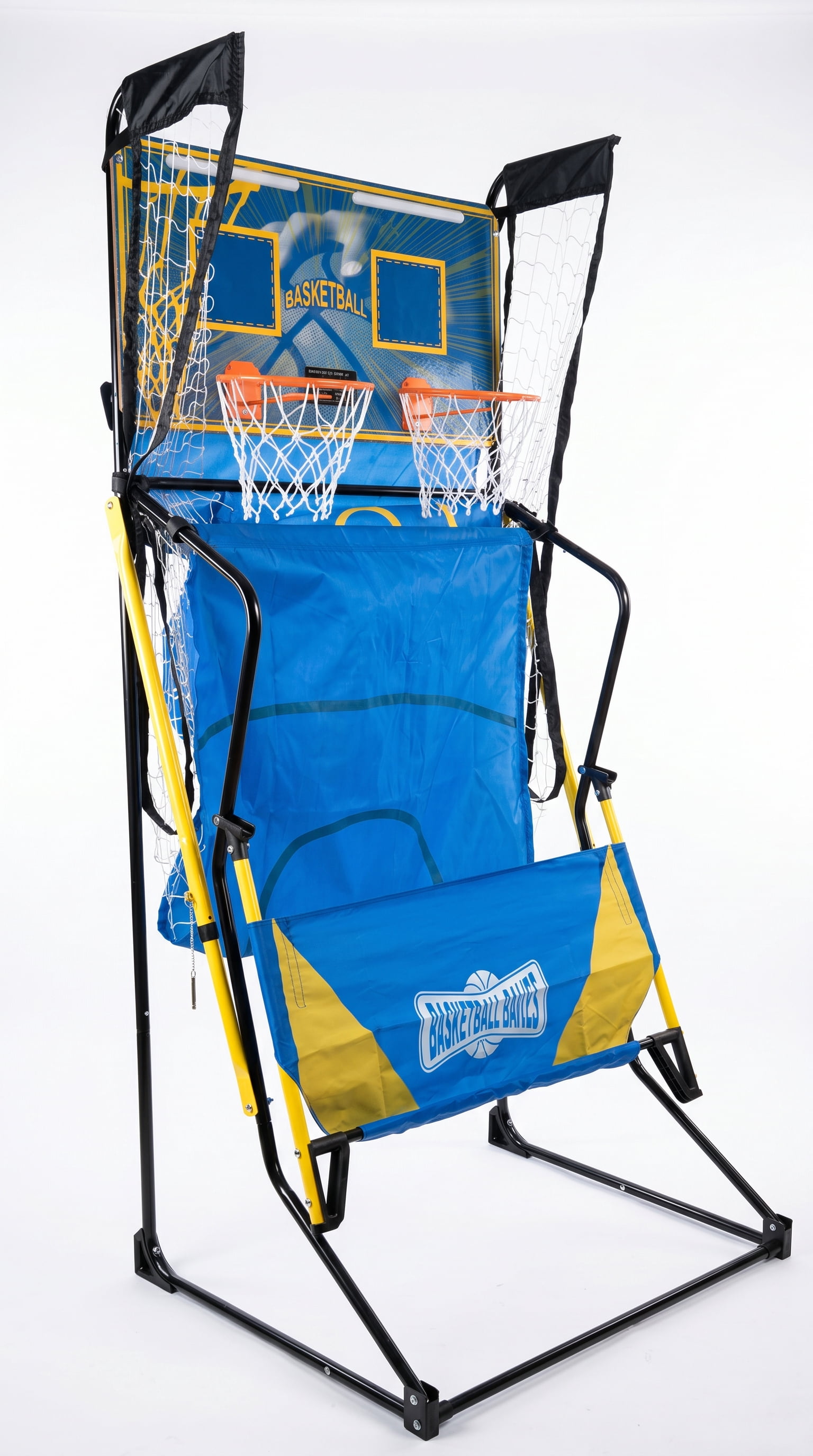 Foldable Dual Shot Basketball Arcade Game with LED Electronic Scorer, 4 Mini Basketballs & Hand Pump Included, Two-Player Indoor Shooting Game for Kids Teens Family Game Night