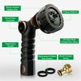 thumbnail image 3 of Restmo Ergonomic Zinc-alloy Garden Hose Nozzle, 7 Watering Patterns, Thumb Control, High Pressure Sprayer, 3 of 9