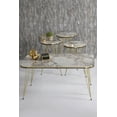 thumbnail image 1 of White Marble Table Set with 4 PCS,Rectangular Coffee Table Set of 3 Modern Round Nesting Coffee Tables,Coffee Table with Gold 3-Rod Metal Legs,Stacking Side Tables With Gold/Black Side Details, 1 of 1