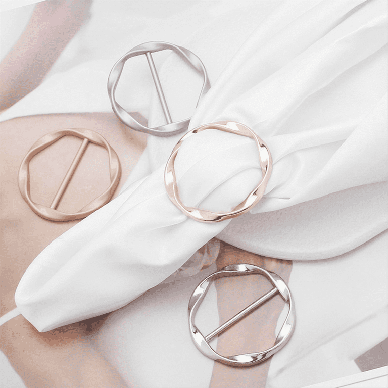 Dhatmyc Scarf Ring Clip T Shirt Tie Clips for Women for The Side Waist Tightener Clips Clothing Wrap Holder Round Circle Clip Belt Buckle