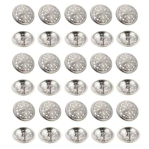 UNOMOR 50Pcs Metal Blazer Buttons Alloy Silver Vintage Design Clothing Accessories