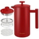 thumbnail image 1 of Secura Cafetera de prensa francesa, prensa de café de acero inoxidable de grado 304 de doble pared con 2 pantallas adicionales, 34 oz (1 L), roja, 1 of 5