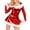Red, variant on Womens Sequin Santa Claus Costume Plush Velvet Hooded Long Sleeve Mini Fancy Dress Cosplay with Belt Party Bodycon