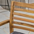 thumbnail image 3 of GDF Studio Nicola Patio Dining Chairs, Acacia Wood and Outdoor Cushions, Teak and Dark Gray, Set of 2, 3 of 6