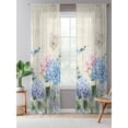 thumbnail image 5 of Sheer Curtains 84 Inches Long, Blue Hydrangea Semi Sheer Curtains Light Filtering Window Treatment, Pink Flowers Spring Botanical Country Plants Privacy Voile Drapes for Living Room 52x84 Inch, 5 of 7
